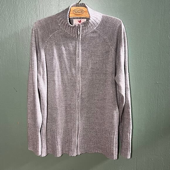 Vintage Quacker Factory Gray Zip Up Mock Turtleneck Sweater Large - Picture 1 of 4
